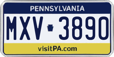 PA license plate MXV3890