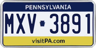 PA license plate MXV3891
