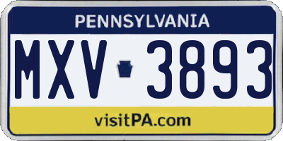 PA license plate MXV3893