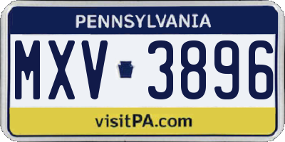PA license plate MXV3896