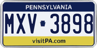 PA license plate MXV3898
