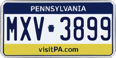 PA license plate MXV3899