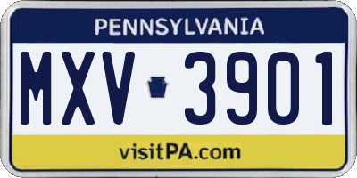 PA license plate MXV3901