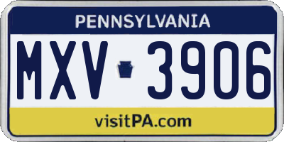 PA license plate MXV3906