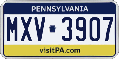 PA license plate MXV3907