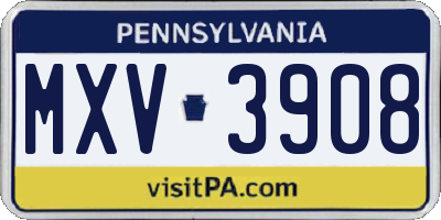 PA license plate MXV3908