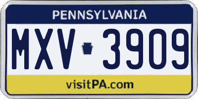 PA license plate MXV3909