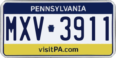 PA license plate MXV3911