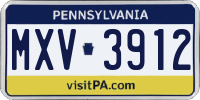 PA license plate MXV3912