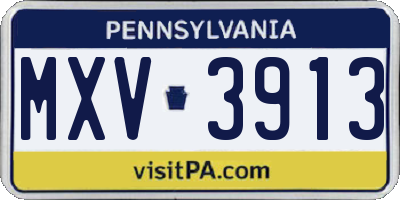 PA license plate MXV3913
