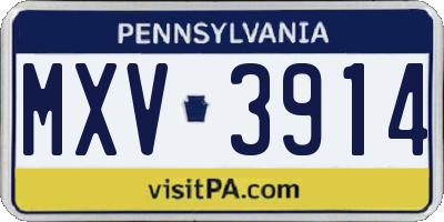 PA license plate MXV3914