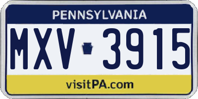 PA license plate MXV3915