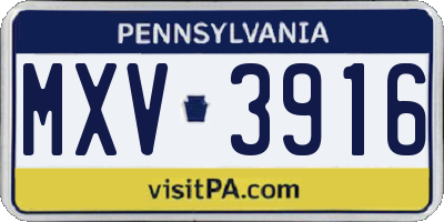 PA license plate MXV3916