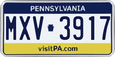PA license plate MXV3917