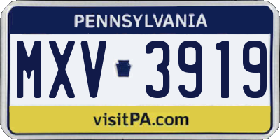 PA license plate MXV3919