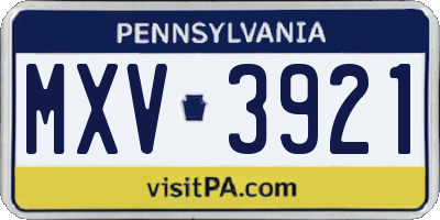 PA license plate MXV3921