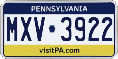 PA license plate MXV3922