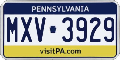 PA license plate MXV3929