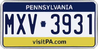 PA license plate MXV3931