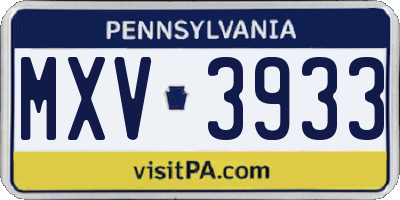 PA license plate MXV3933