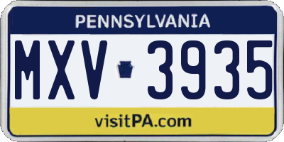 PA license plate MXV3935