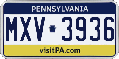 PA license plate MXV3936