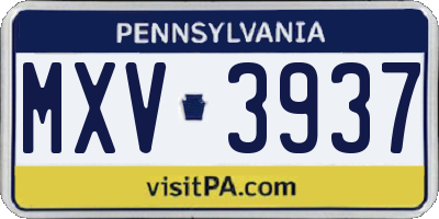 PA license plate MXV3937