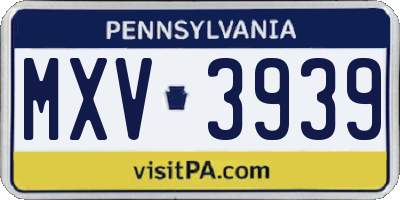 PA license plate MXV3939