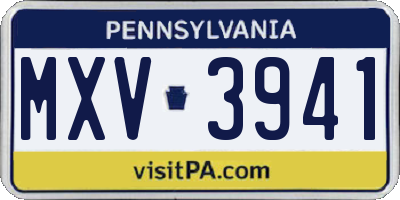 PA license plate MXV3941