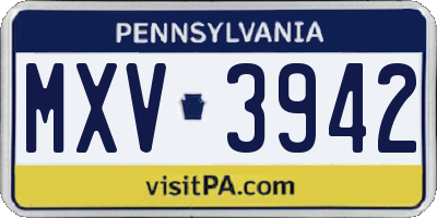PA license plate MXV3942
