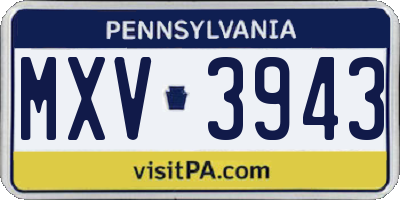 PA license plate MXV3943