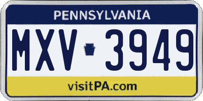 PA license plate MXV3949