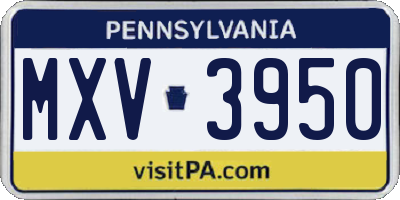 PA license plate MXV3950