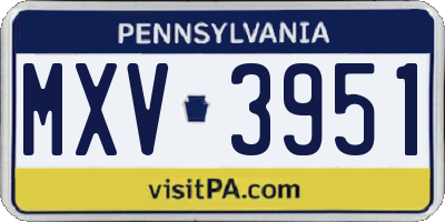 PA license plate MXV3951