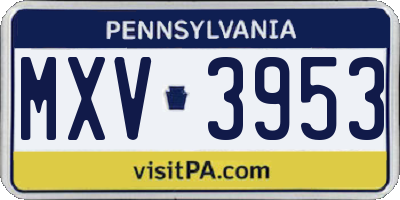 PA license plate MXV3953