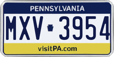 PA license plate MXV3954