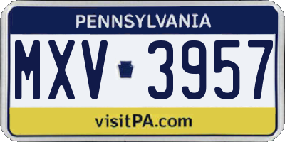 PA license plate MXV3957