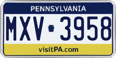 PA license plate MXV3958
