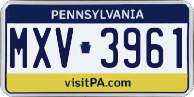 PA license plate MXV3961