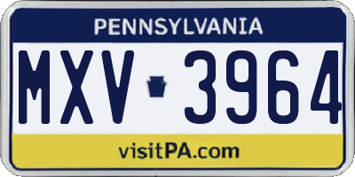 PA license plate MXV3964