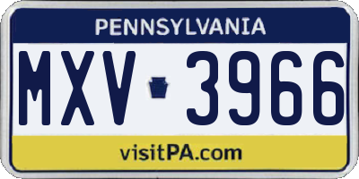 PA license plate MXV3966
