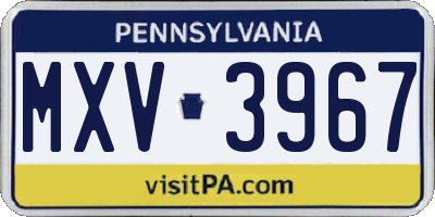PA license plate MXV3967