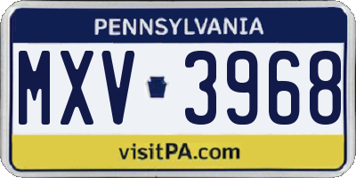 PA license plate MXV3968
