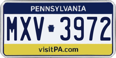 PA license plate MXV3972