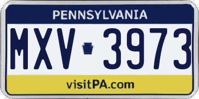 PA license plate MXV3973