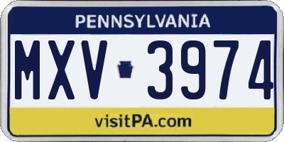 PA license plate MXV3974