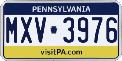 PA license plate MXV3976