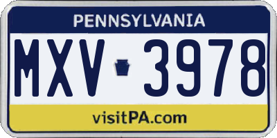 PA license plate MXV3978