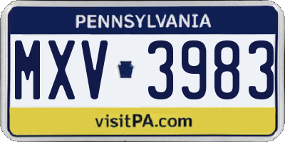 PA license plate MXV3983