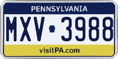 PA license plate MXV3988